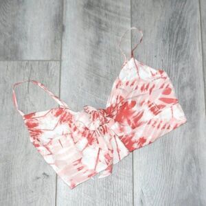 RE:NAMED - Smocked & Cropped Tie Dye Tie Front Top